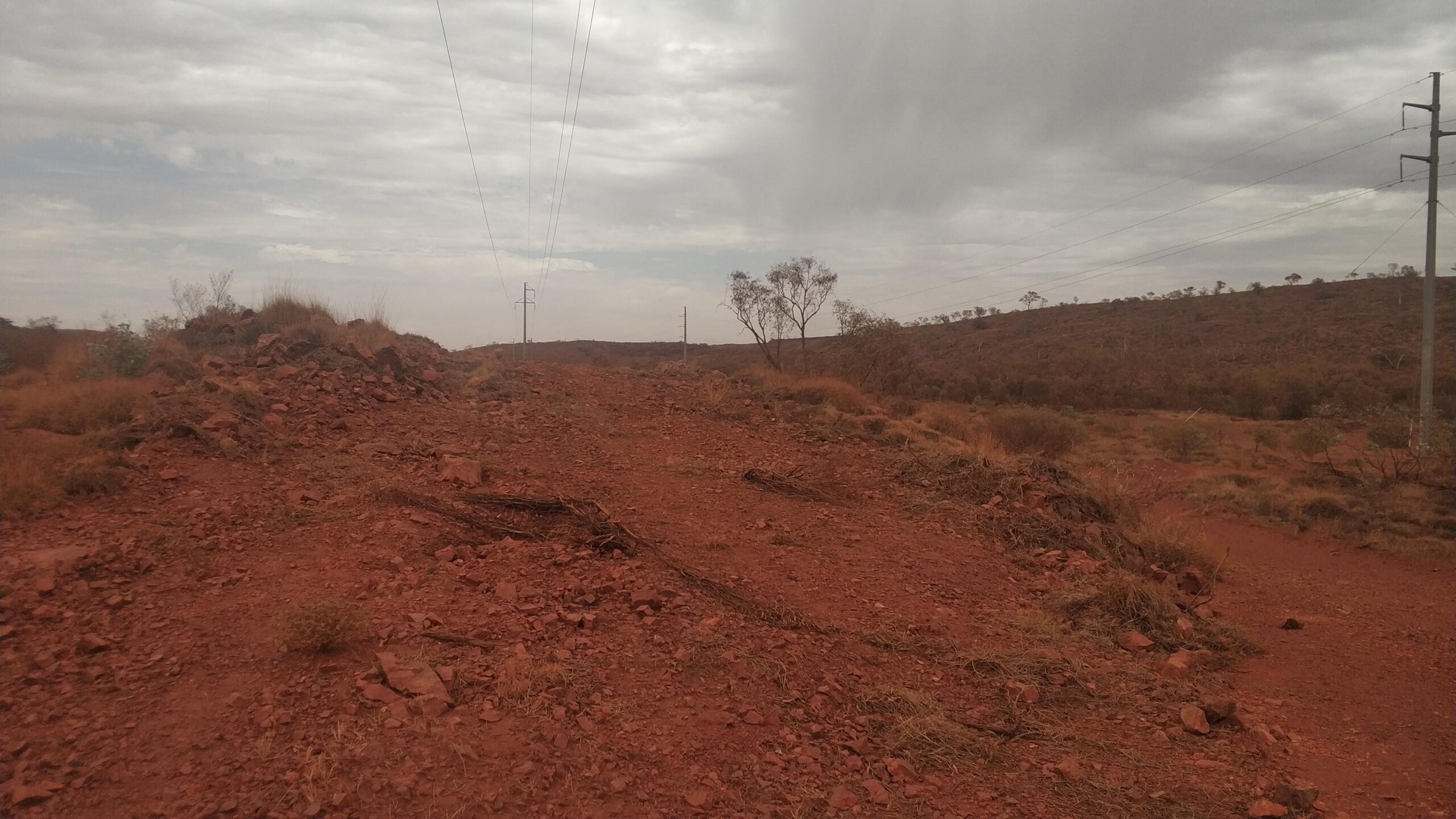 Powerlines at BHP South Flank mine site