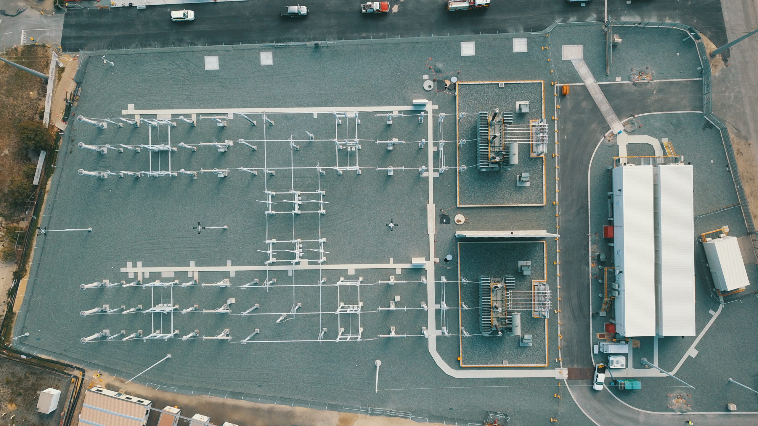 Overhead drone shot of the Kwinana BESS Substation